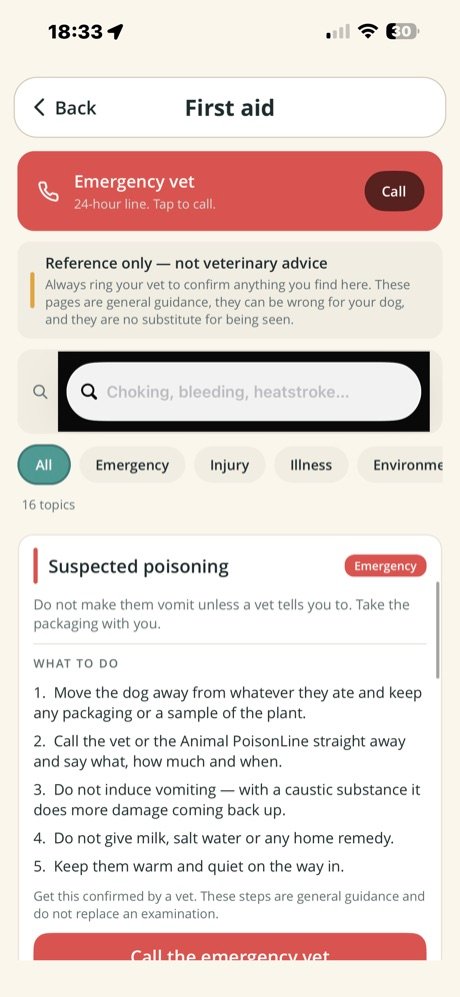 First aid steps for suspected poisoning